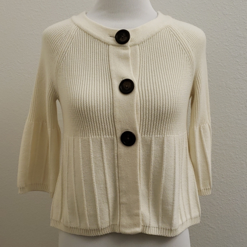 RQT Petite Ivory 3/4 Sleeve Button Up Cardigan SS9